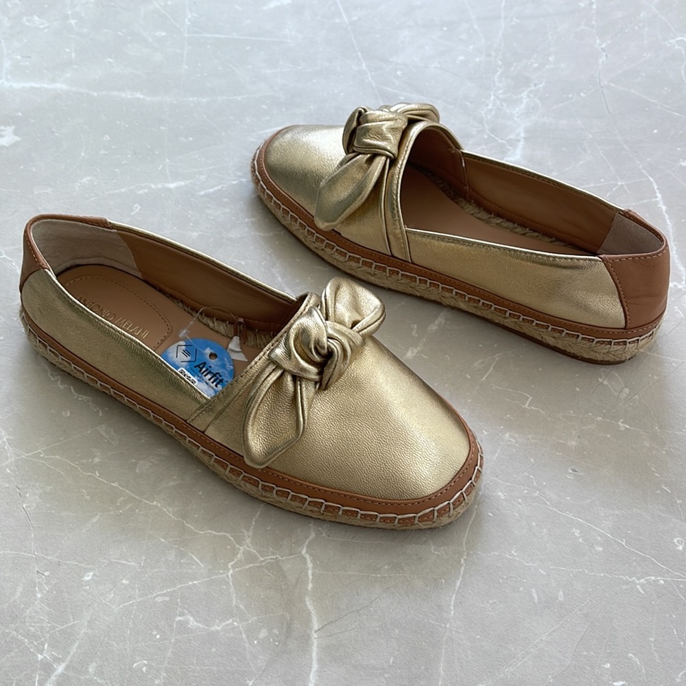 Antonio Melani Locklinn Glimmer Gold Metallic Leather Espadrilles